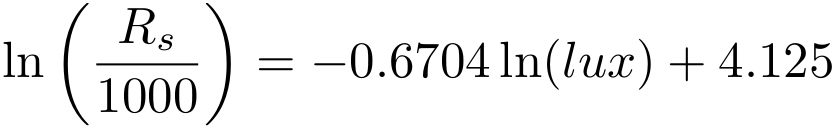 ln(Rs/1000) = -0.6704ln(lux)+4.125